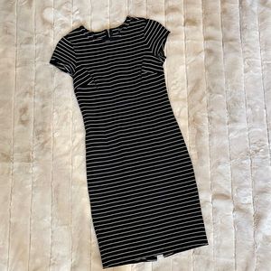 Ann Taylor black and white striped sheath dress size XSP